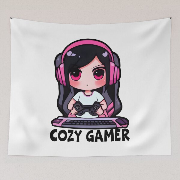 Item preview, Cozy Gamer, White Color, Cool Kawaii Design, Video Games, Gamer Girl designed and sold by Porcupine Tees ⭐⭐⭐⭐⭐.