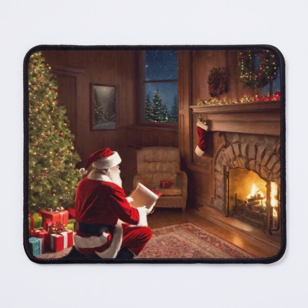 Item preview, Santa Claus placing gifts under a Christmas tree inside a home designed and sold by DeJuin.