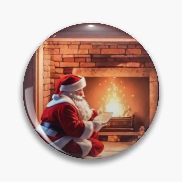 Item preview, Santa Claus placing gifts under a Christmas tree inside a home. Fireplace burning designed and sold by DeJuin.