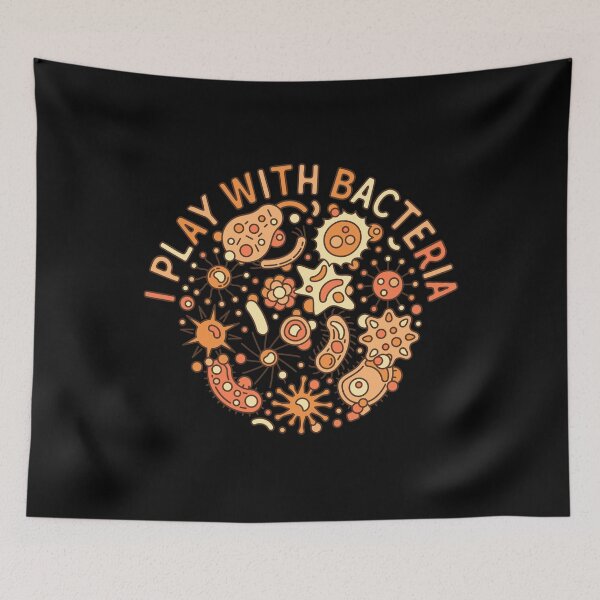 Item preview, I Play with Bacteria round creative design with Microbe and Virus signs for Science Lovers designed and sold by venomousvector.
