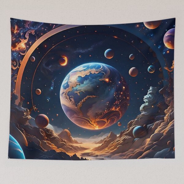 Item preview, Illuminated Planet Cosmic Backdrop Artwork designed and sold by Best-Art-32.