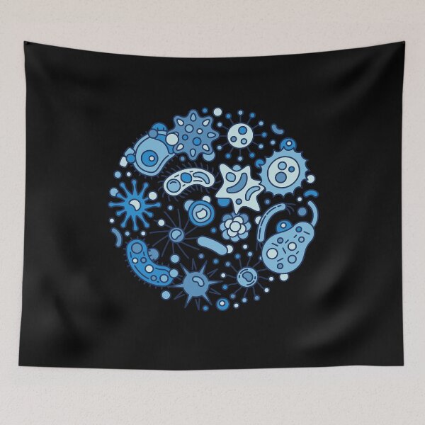 Aperçu de l'œuvre Microbes, bactéries et virus ronds, design créatif et mignon pour les amateurs de sciences créée et vendue par venomousvector.