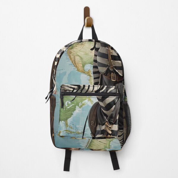 Item preview, a zebra with a backpack standing in front of a map designed and sold by Enga6.