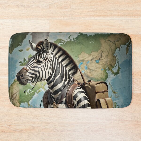 Item preview, a zebra with a backpack standing in front of a map designed and sold by Enga6.