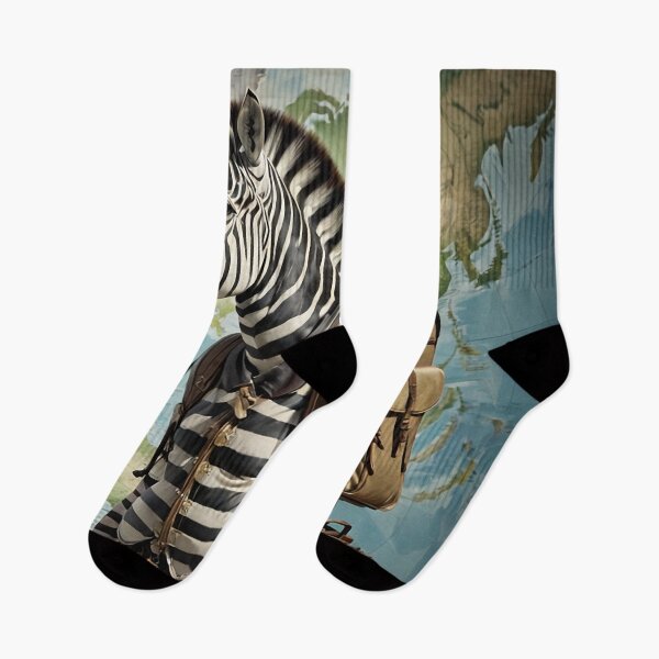Item preview, a zebra with a backpack standing in front of a map designed and sold by Enga6.