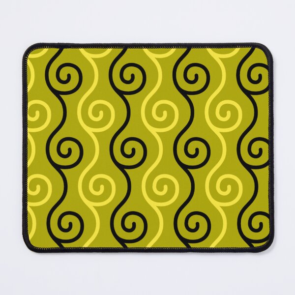 Item preview, Bright Yellow Mustard Spirals Repeating Curls Ancient Mediterranean Curly Tendrils Teal Soft Mint Spirals Curled Tendrils Spirals Curves Old-world Ancient Classical Vines Whirlpool designed and sold by PenguinForests.