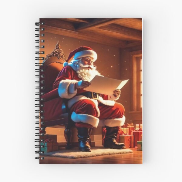 Item preview, Santa Claus placing gifts under a Christmas tree inside a home. Fireplace burning designed and sold by DeJuin.