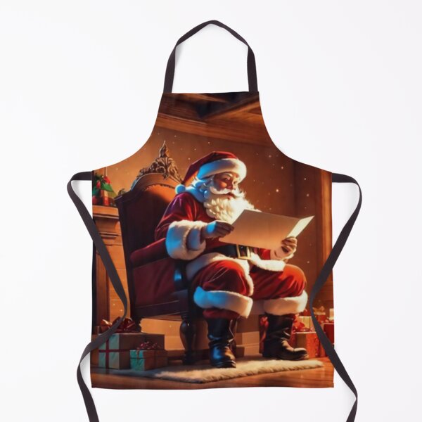 Item preview, Santa Claus placing gifts under a Christmas tree inside a home. Fireplace burning designed and sold by DeJuin.