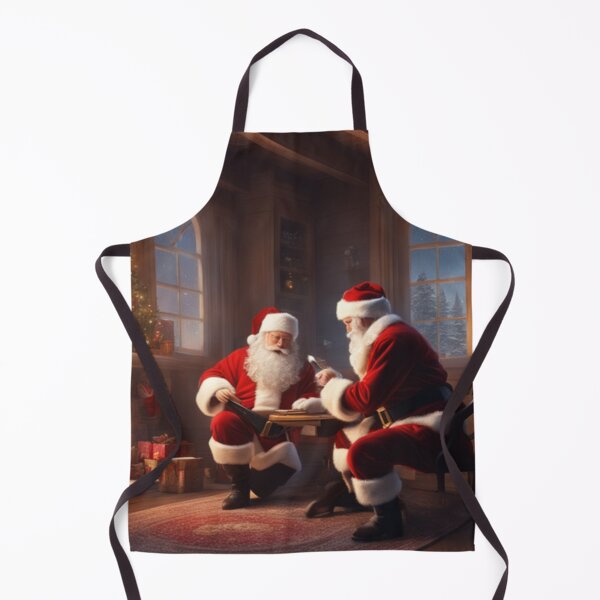 Item preview, Santa Claus placing gifts under a Christmas tree inside a home. Fireplace burning designed and sold by DeJuin.