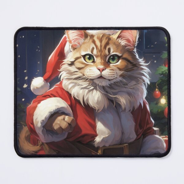 Item preview, Adorable Cat in Santa Claus Costume Spreads Holiday Cheer designed and sold by Meowtopia.