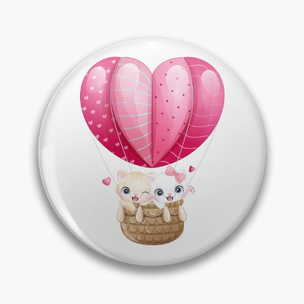 Item preview, cat flying with air balloon, couple cat flying in air balloon, cats in air balloon on Valentine Day designed and sold by GreyStanzione1.