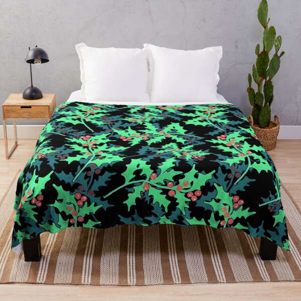 Item preview, Busy Holly Print (only red and green on black) designed and sold by BeJolley.