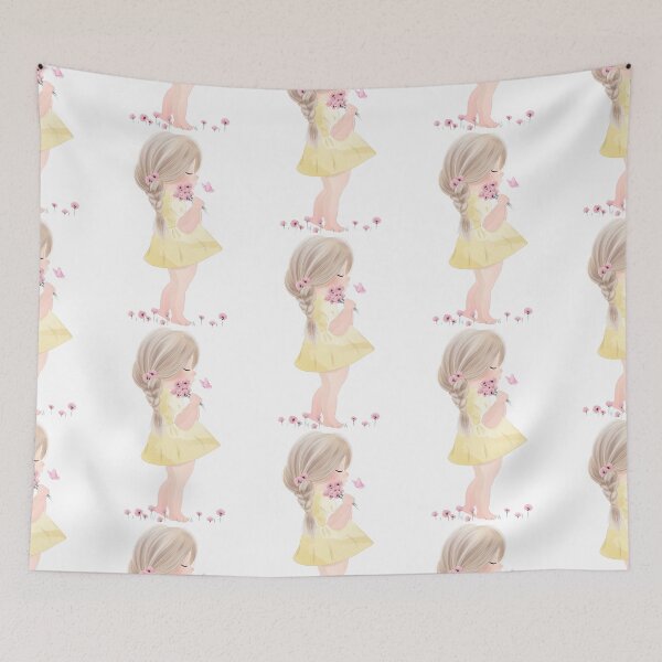 Item preview, cute girl flower, baby girl holding bunch of flowers, cute girl with flowers designed and sold by GreyStanzione1.