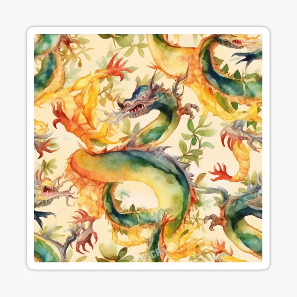 Feurige Drachen im Tanz Sticker