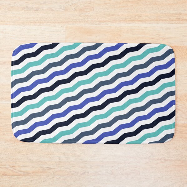 Item preview, Navy Blue Turquoise Teal Diagonal Zigzag Ocean Waves Lines Stripes Colorful Warm Pattern designed and sold by PenguinForests.