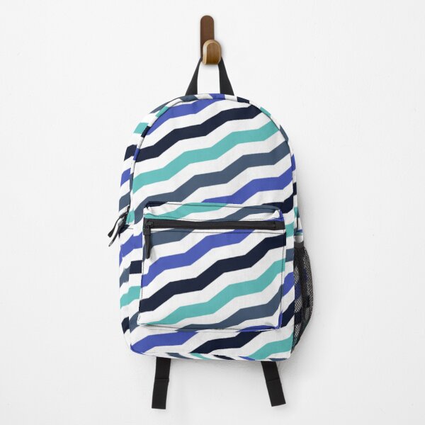 Item preview, Navy Blue Turquoise Teal Diagonal Zigzag Ocean Waves Lines Stripes Colorful Warm Pattern designed and sold by PenguinForests.