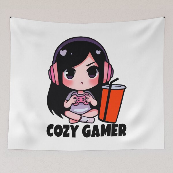 Item preview, Cozy Gamer, White, Cool Kawaii Design, Video Games, Gamer Girl designed and sold by Porcupine Tees ⭐⭐⭐⭐⭐.