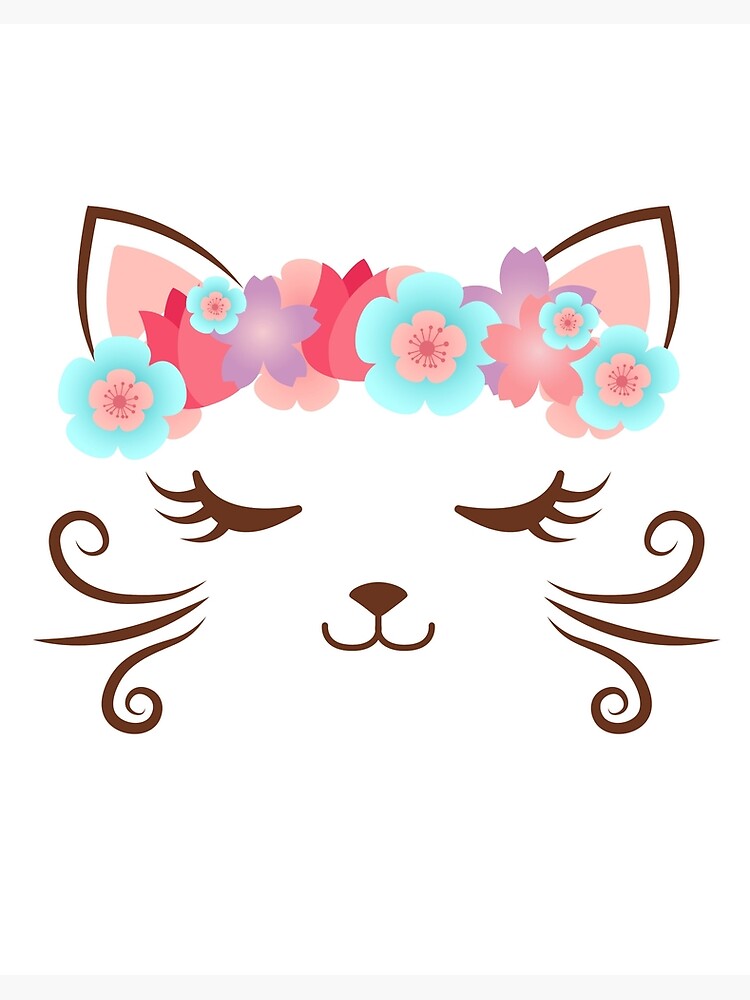 Kawaii cat kitty kat flower crown cute cat cat party cat gift women s cat shirt pretty kitty cat lover cat collection cat face Art Board