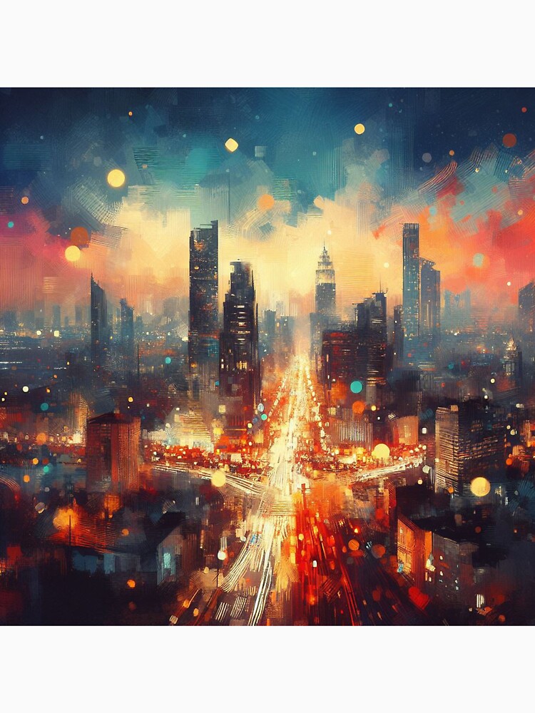 Thumbnail 7 of 7, Classic T-Shirt, Lights of the City Art Print designed and sold by cokemann.