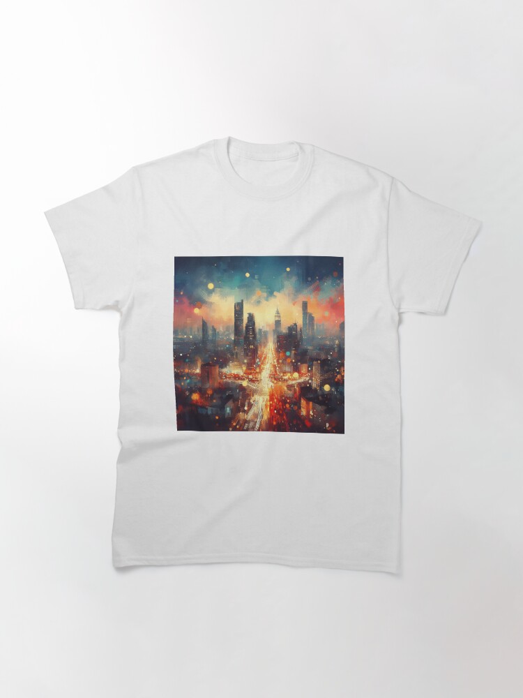 Thumbnail 2 of 7, Classic T-Shirt, Lights of the City Art Print designed and sold by cokemann.