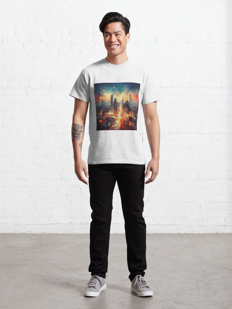 Thumbnail 3 of 7, Classic T-Shirt, Lights of the City Art Print designed and sold by cokemann.