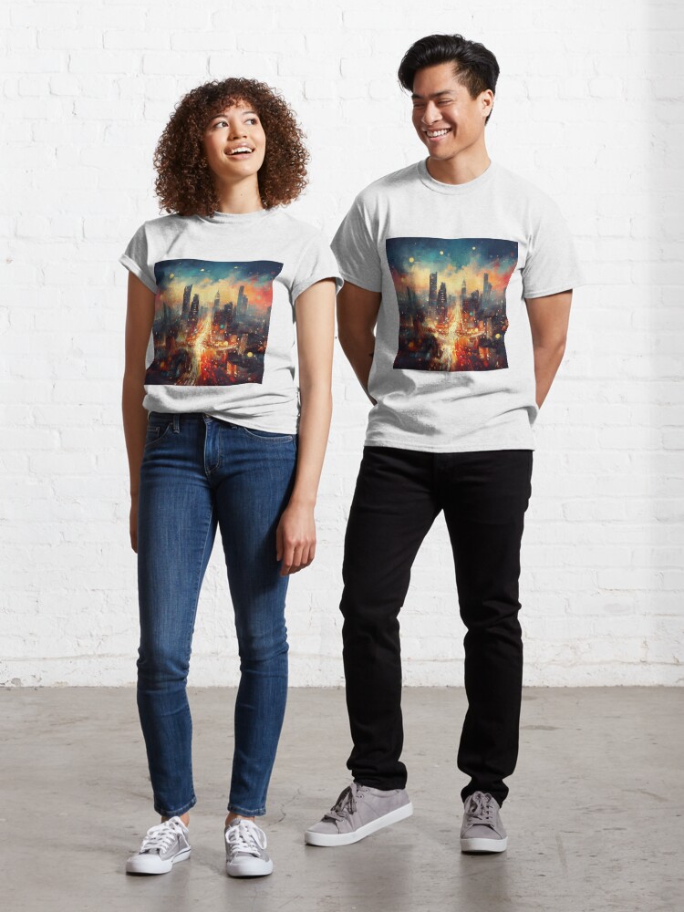 Thumbnail 1 of 7, Classic T-Shirt, Lights of the City Art Print designed and sold by cokemann.