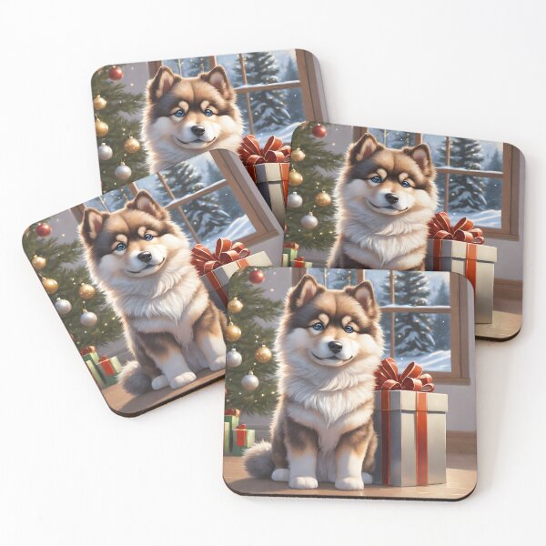 Item preview, A cute Finnish Lapphund with Christmas presents designed and sold by akwl-design.