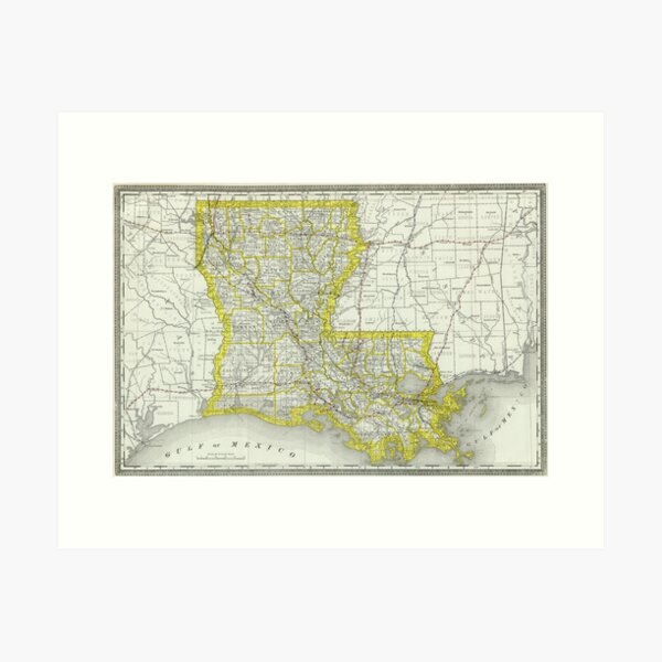 Item preview, Vintage Map of Louisiana (1889) designed and sold by BravuraMedia.