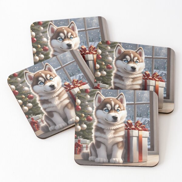 Item preview, A cute Siberian Husky with Christmas presents designed and sold by akwl-design.