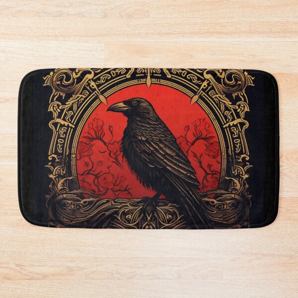 Item preview, Black Raven Red Gold Ornament designed and sold by GrinGalore.