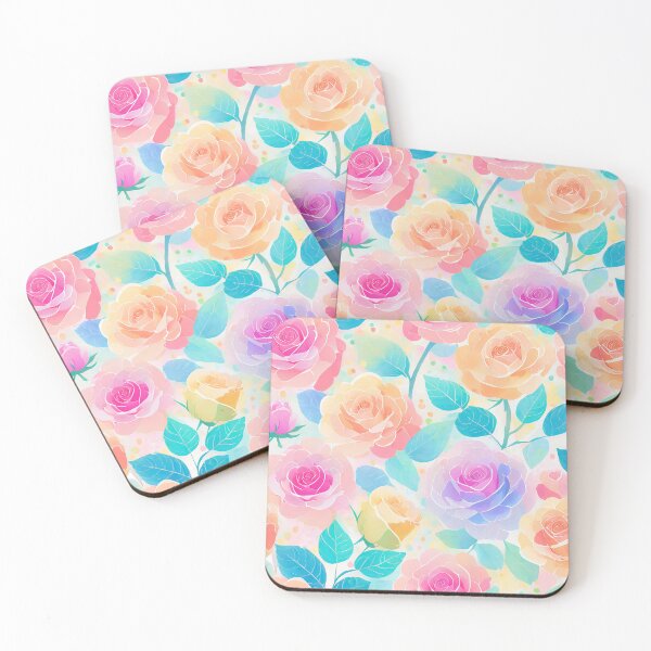 Item preview, Flat Simplistic Soft Rainbow Pastel Roses designed and sold by craftyvixenart.