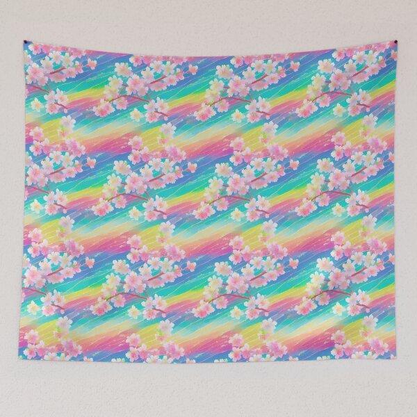Item preview, Flores de cerezo arcoiris pastel abstractas designed and sold by craftyvixenart.