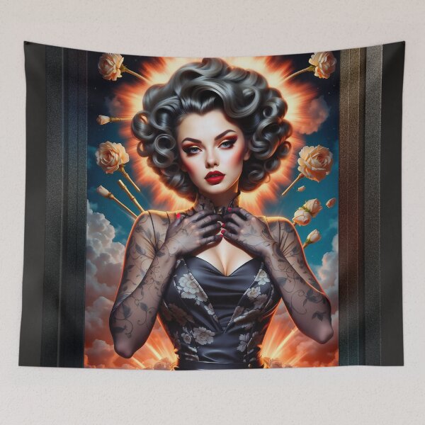 Item preview, Atomic Blooms From The Blast Of Light Barbenheimer Retro Fusion Pin Up Beautiful AI Poster Art by Xzendor7 designed and sold by Xzendor7 Digital Art Creations.