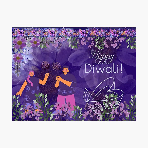 Aperçu de l'œuvre Allumons les Diyas Happy Diwali 2023 Accueillons le "Le Festival des Lumières", Joyeux "Deepawali" (Diwali) créée et vendue par Oorviart.