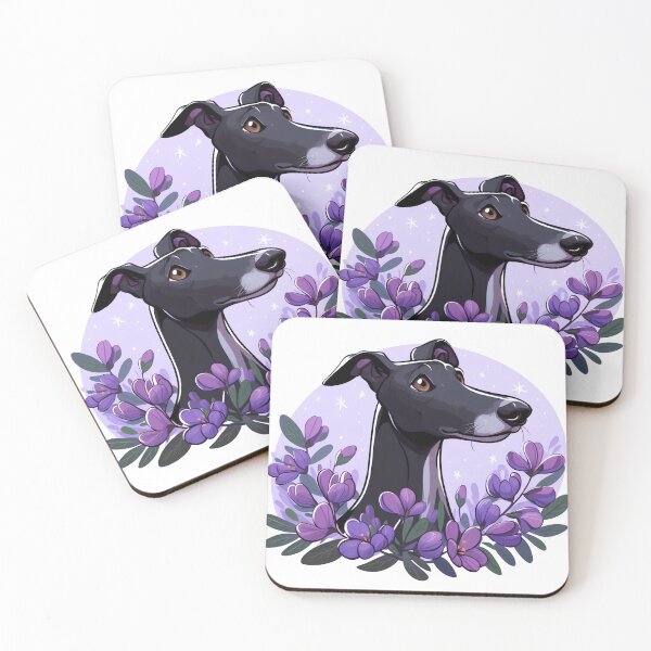 Artikelvorschau, Schwarzer Windhund mit Blumen im Frühling entworfen und verkauft von IdlePython.