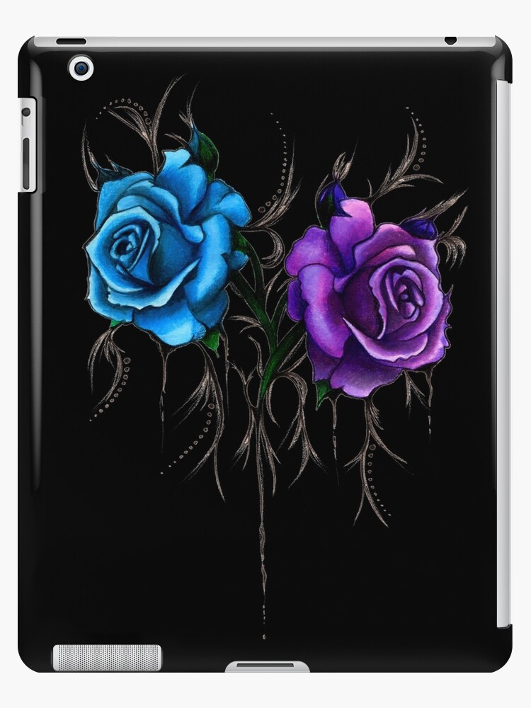 Funda y vinilo para iPad «Rosas azules y moradas | Diseño de estilo de  tatuaje» de artbylayce | Redbubble