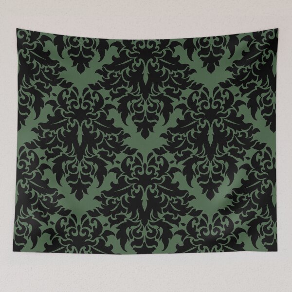 Item preview, Damasco grande verde polvoriento 4 designed and sold by Pixels2Patterns.