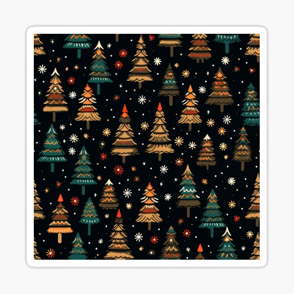 Weihnachtszauber: Bunte Tannen & Sterne Sticker
