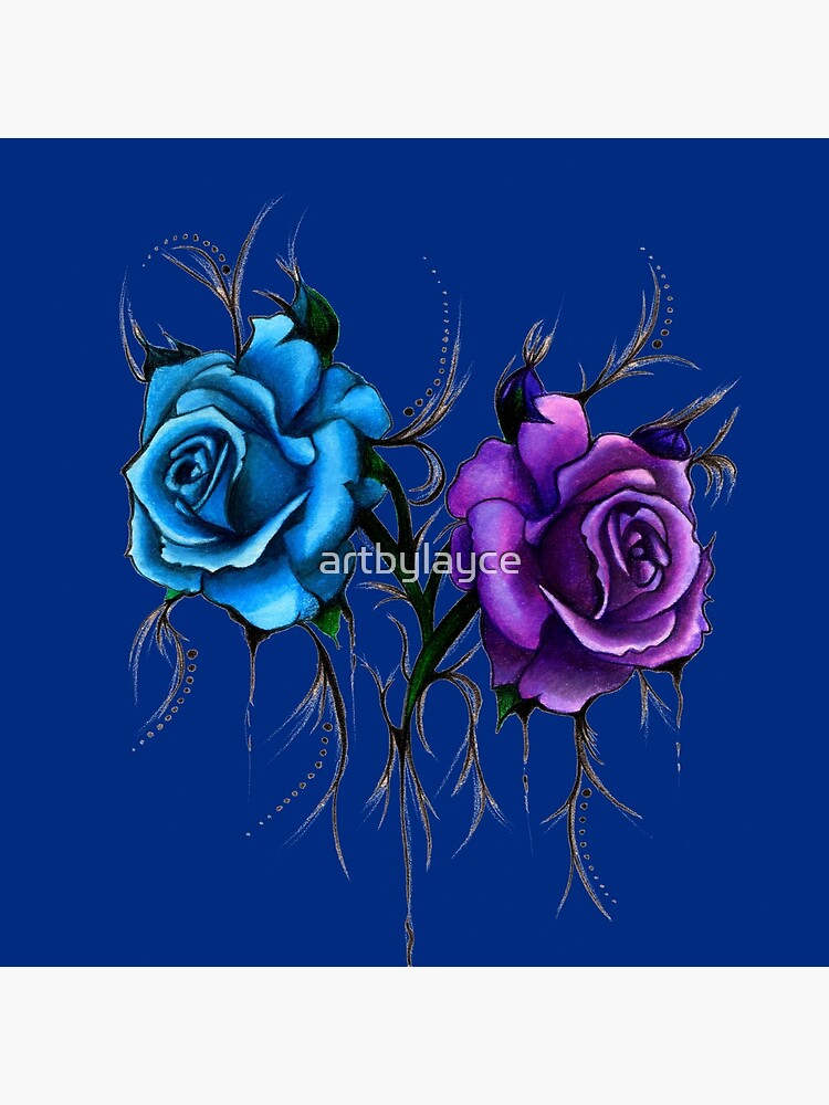 Bolsa de tela «Rosas azules y moradas | Diseño de estilo de tatuaje» de  artbylayce | Redbubble