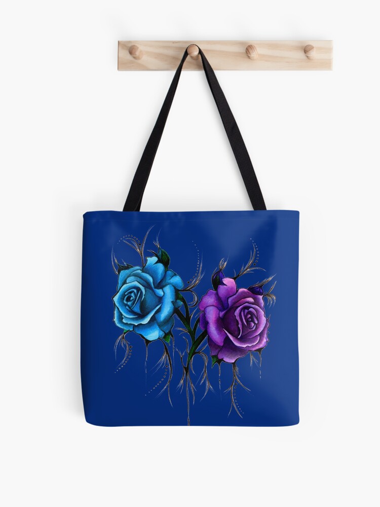 Gold White Anjou Roses on Royal Purple n.04030 Tote Bag by Holy Rock Design  - Pixels