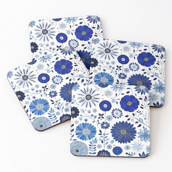 Artikelvorschau, Blaue und weiße Blumen entworfen und verkauft von Cathi.
