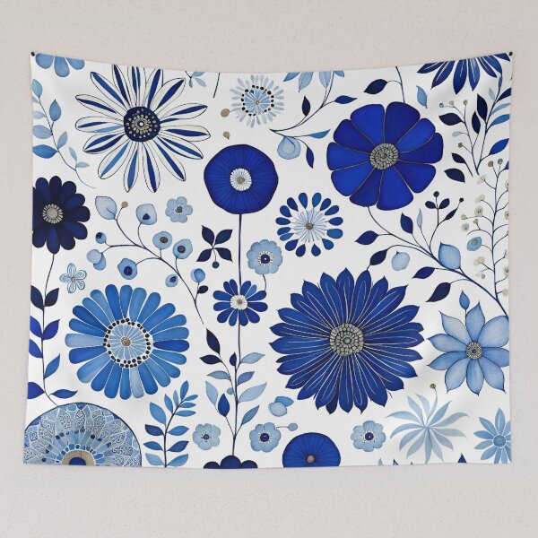 Item preview, Blue & White Flowers  designed and sold by Cathi.