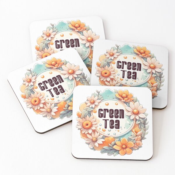 Item preview, Green Tea Label Sticker With Flowers designed and sold by thisticker.