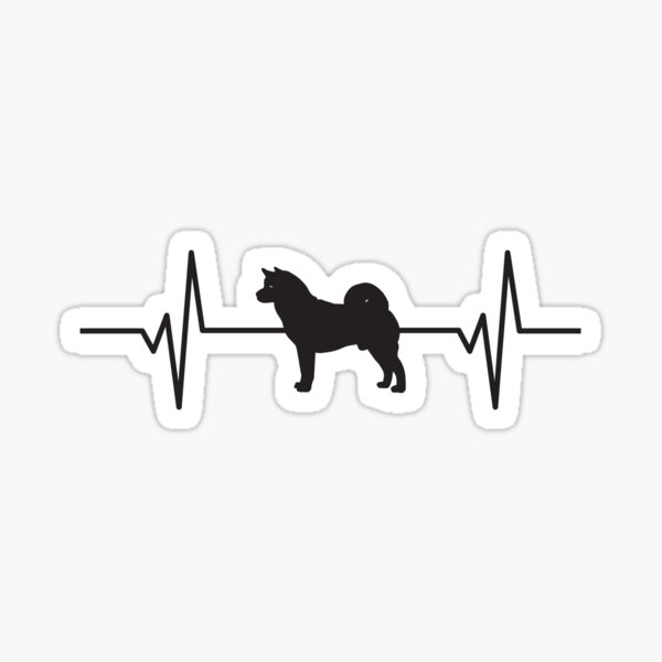 Heartbeat / Pulse - Male Akita Dog Silhouette  Sticker for Sale by  SandpiperDesign
