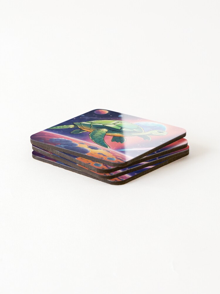 Thumbnail 4 of 5, Coasters (Set of 4), space turtle designed and sold by InchoStyle.