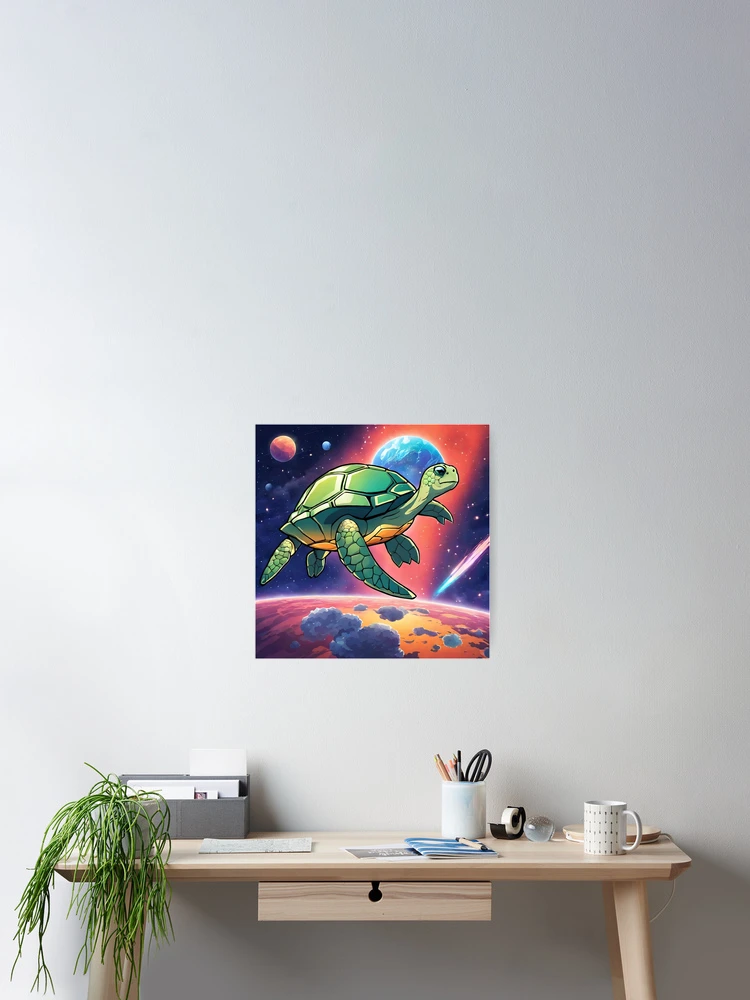 Thumbnail 2 of 3, Poster, space turtle designed and sold by InchoStyle.