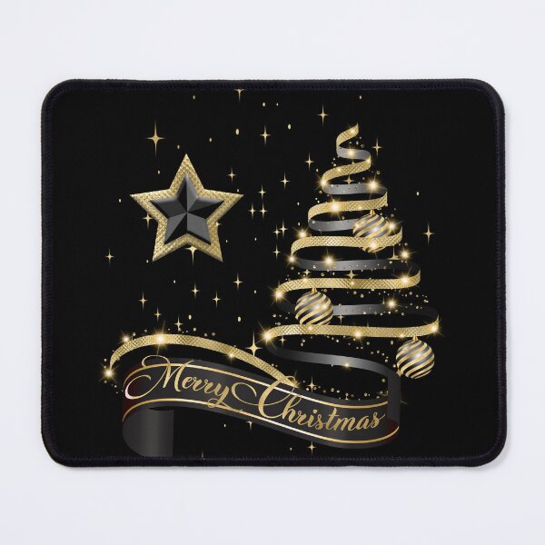 Item preview, Merry Christmas | Elegant Black and Gold Metallic Christmas Ribbon Tree designed and sold by StarryHeavens.