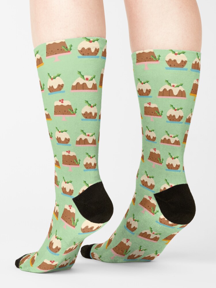 Disover Christmas Puddings Print Socks