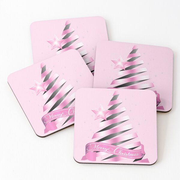 Item preview, Merry Christmas | Elegant Black and Pink Metallic Christmas Ribbon Tree designed and sold by StarryHeavens.