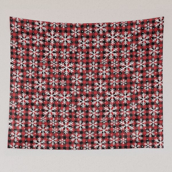 Item preview,  Red & Black Snowflake Pattern Winter Vibes Plaid Print designed and sold by LionessLove.